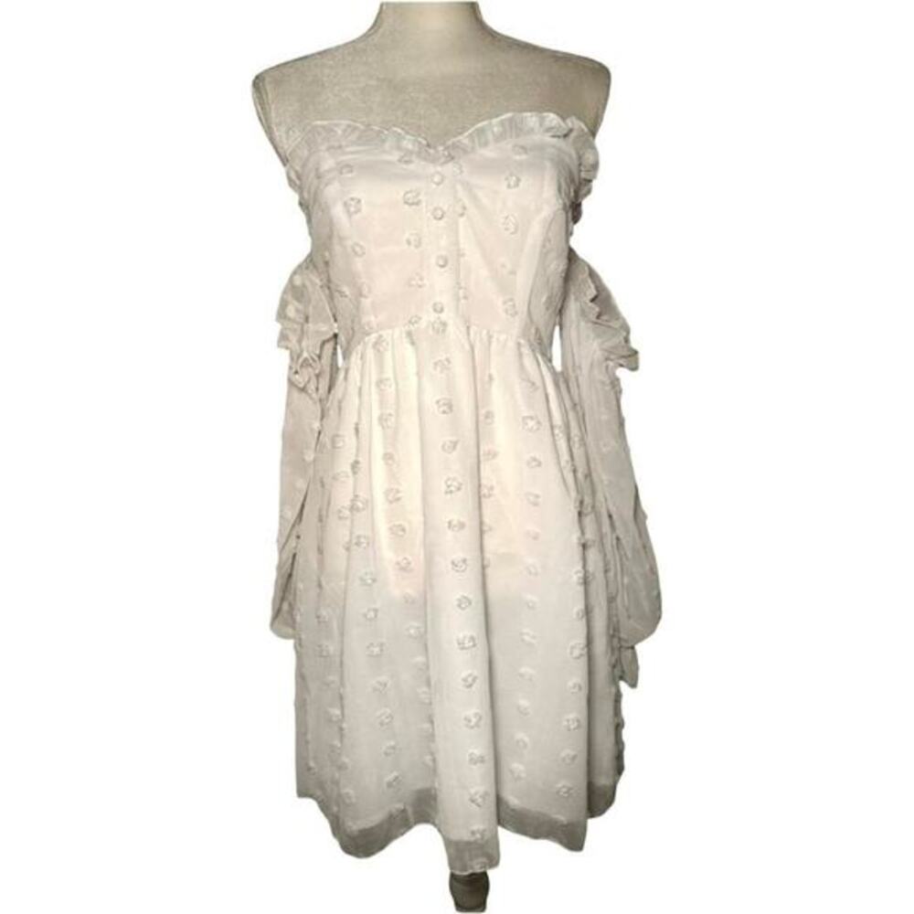 Fairycore babydoll dress White Eyelet Ruffle Sleeves XS + Bonus Dress Added
